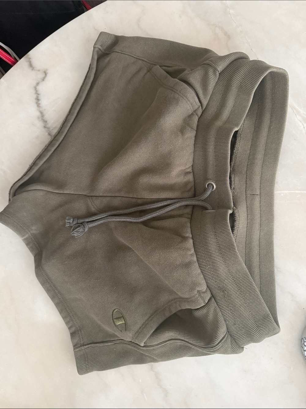 Champion Olive Green Fleece Drawstring Athletic Shorts